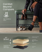 Upholstered Shoe Bench – EKHO Collection – 3-Tier Storage – Padded Seat – Steel Frame