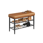 Upholstered Shoe Bench – EKHO Collection – 3-Tier Storage – Padded Seat – Steel Frame