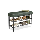 Upholstered Shoe Bench – EKHO Collection – 3-Tier Storage – Padded Seat – Steel Frame