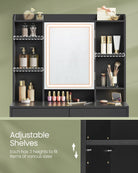 Vanity Table, Lighted Mirror, Stool, Adjustable LED, Storage, Jewelry Shelves