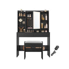 Vanity Table, Lighted Mirror, Stool, Adjustable LED, Storage, Jewelry Shelves