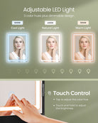 Vanity Table, Lighted Mirror, Stool, Adjustable LED, Storage, Jewelry Shelves