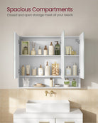 Wall-Mounted Bathroom Mirror Cabinet – Open & Closed Storage – 2 Sizes Available