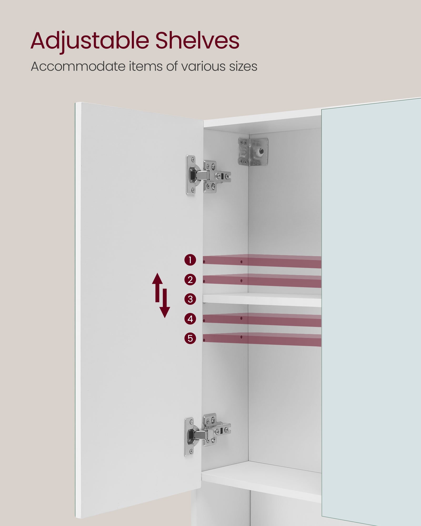 Wall-Mounted Bathroom Mirror Cabinet – Open & Closed Storage – 2 Sizes Available