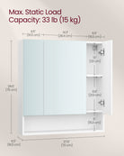 Wall-Mounted Bathroom Mirror Cabinet – Open & Closed Storage – 2 Sizes Available