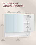Wall-Mounted Bathroom Mirror Cabinet – Open & Closed Storage – 2 Sizes Available