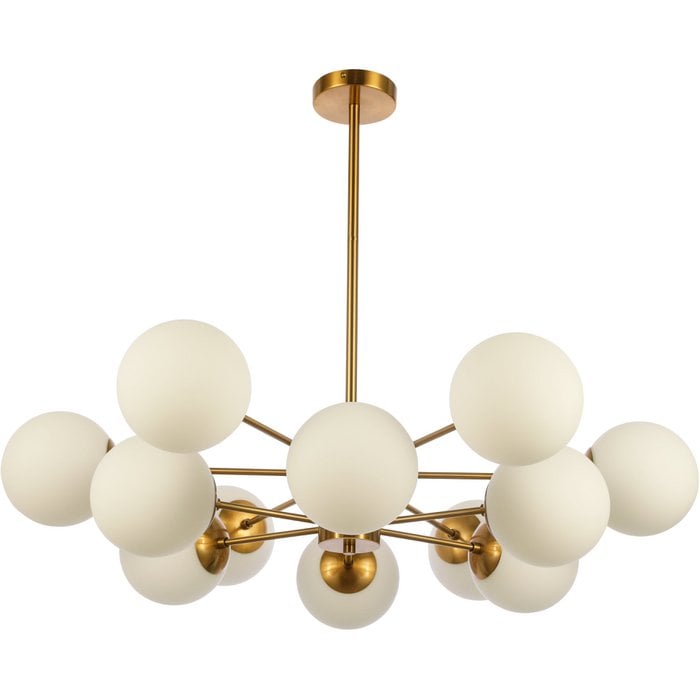Luxe Hanglamp met 12 Lichtpunten - Chique Kroonluchter met Witte Glazen Kelken - De Vries Meubels