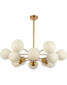 Luxe Hanglamp met 12 Lichtpunten - Chique Kroonluchter met Witte Glazen Kelken - De Vries Meubels